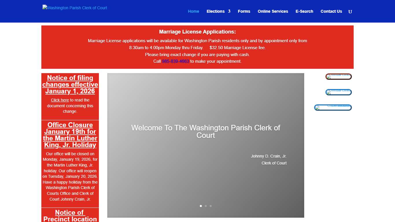 Washington Parish Clerk of Court | Washington Parish Clerk of Court